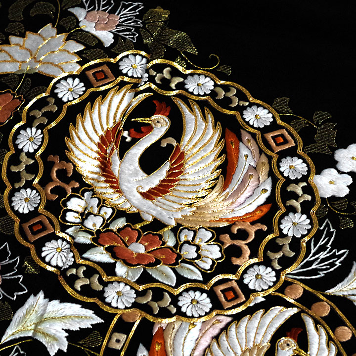 高く 鳳凰の刺繍が美しい帯 - レディース