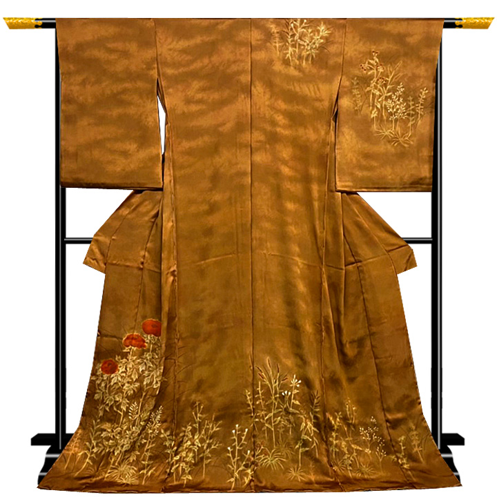 無線友禅作家 西山謙一 × 幻のブランド染の北川 最高級訪問着【茶 幻想花】 無線友禅作家 西山謙一 × 幻のブランド染の北川 最高級訪問着【茶 幻想花】