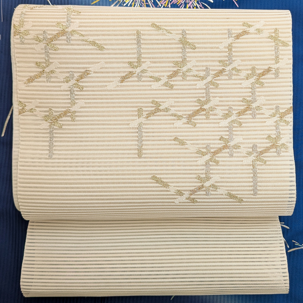 西陣織 「都」手織り絽綴れ八寸名古屋帯【幾何学模様】 西陣織 「都」手織り絽綴れ八寸名古屋帯【幾何学模様】