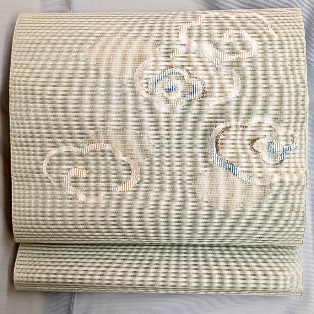 西陣織 「都」手織り絽綴れ八寸名古屋帯【流れる雲】 西陣織 「都」手織り絽綴れ八寸名古屋帯【流れる雲】