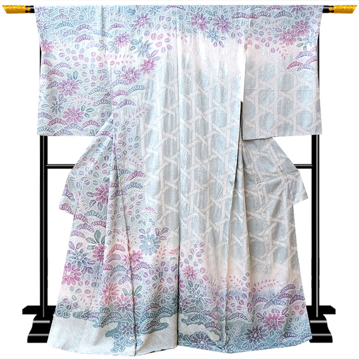 絞り加藤 総絞り最高級訪問着【籠目に花植物】 絞り加藤 総絞り最高級訪問着【籠目に花植物】