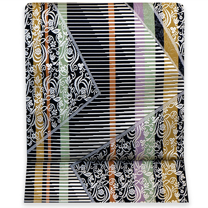 博多織 筑前織物 国士間道 全通柄八寸帯【縞】 博多織 筑前織物 国士間道 全通柄八寸帯【縞】