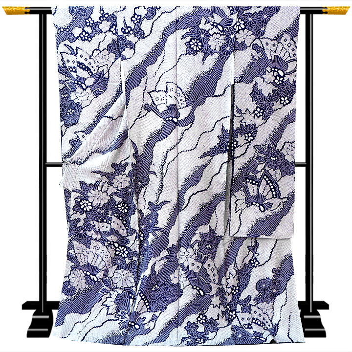 絞りの加藤 本疋田総絞り振袖【青紫 蝶】 絞りの加藤 本疋田総絞り振袖【青紫 蝶】