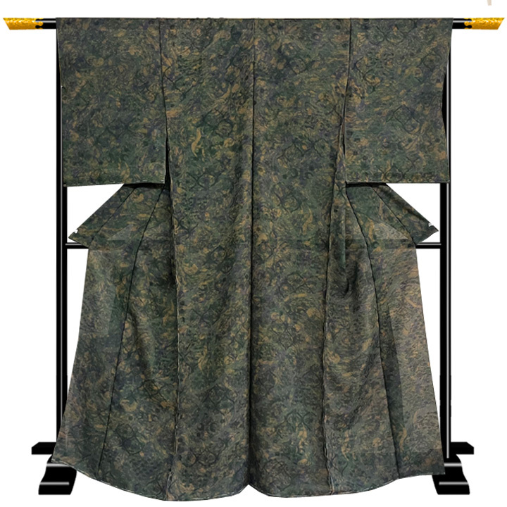 紋紗 絵羽小紋【深色 幾何学】 紋紗 絵羽小紋【深色 幾何学】