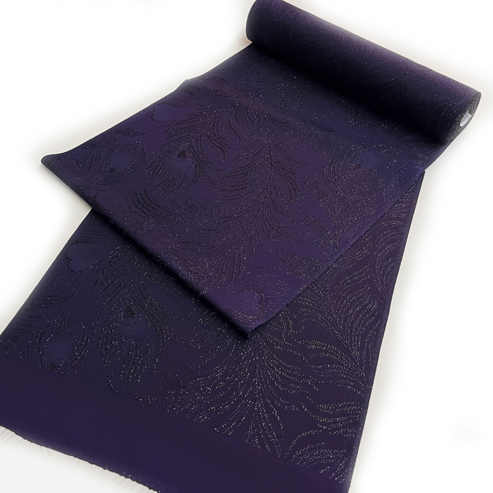 正絹 金通し地紋小紋反【紫 孔雀羽】 正絹 金通し地紋小紋反【紫 孔雀羽】