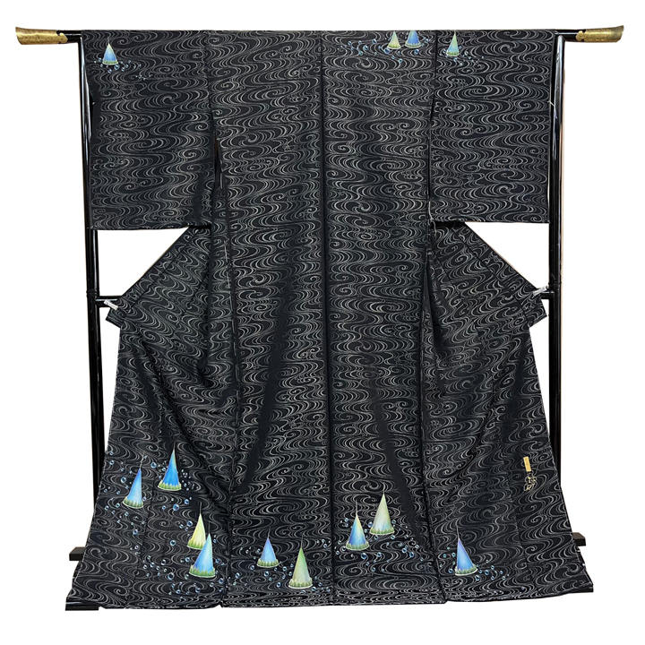 銀通し絹地 訪問着【流水に島】 銀通し絹地 訪問着【流水に島】