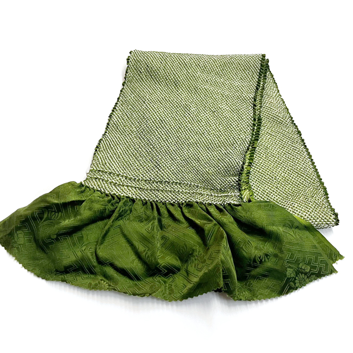 正絹 総絞り帯揚げ【草色】 正絹 総絞り帯揚げ【草色】