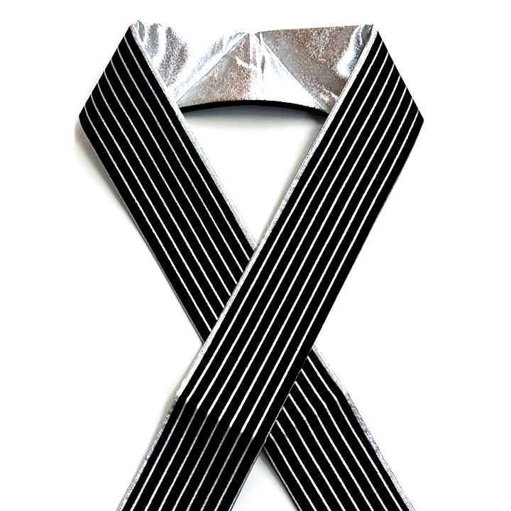 正絹 重ね衿【黒銀 縞】 正絹 重ね衿【黒銀 縞】