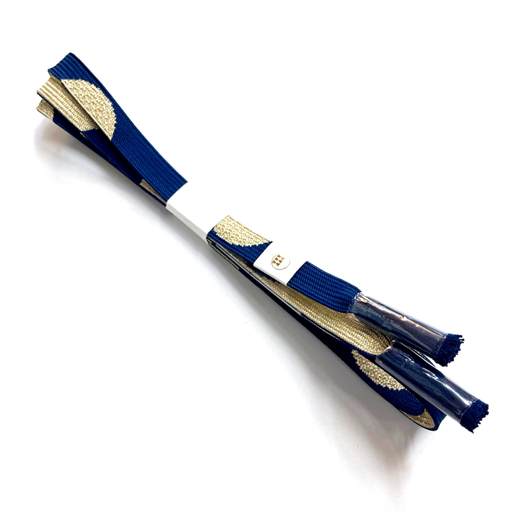 紐の渡敬 正絹 帯締め【紺・金 半輪】 紐の渡敬 正絹 帯締め【紺・金 半輪】