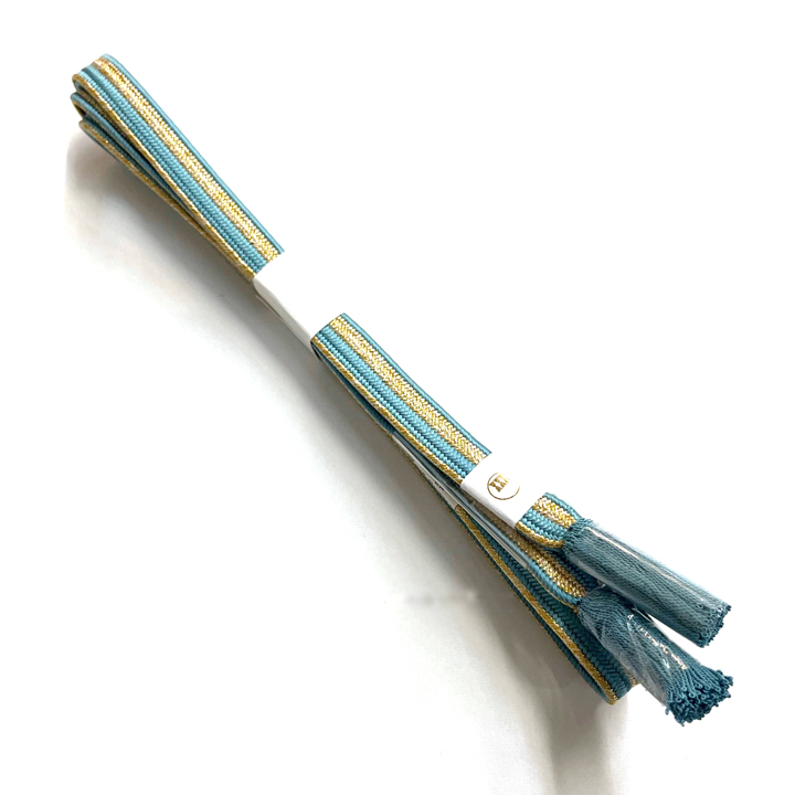 紐の渡敬 正絹 帯締め【水色 ゴールド】 紐の渡敬 正絹 帯締め【水色 ゴールド】