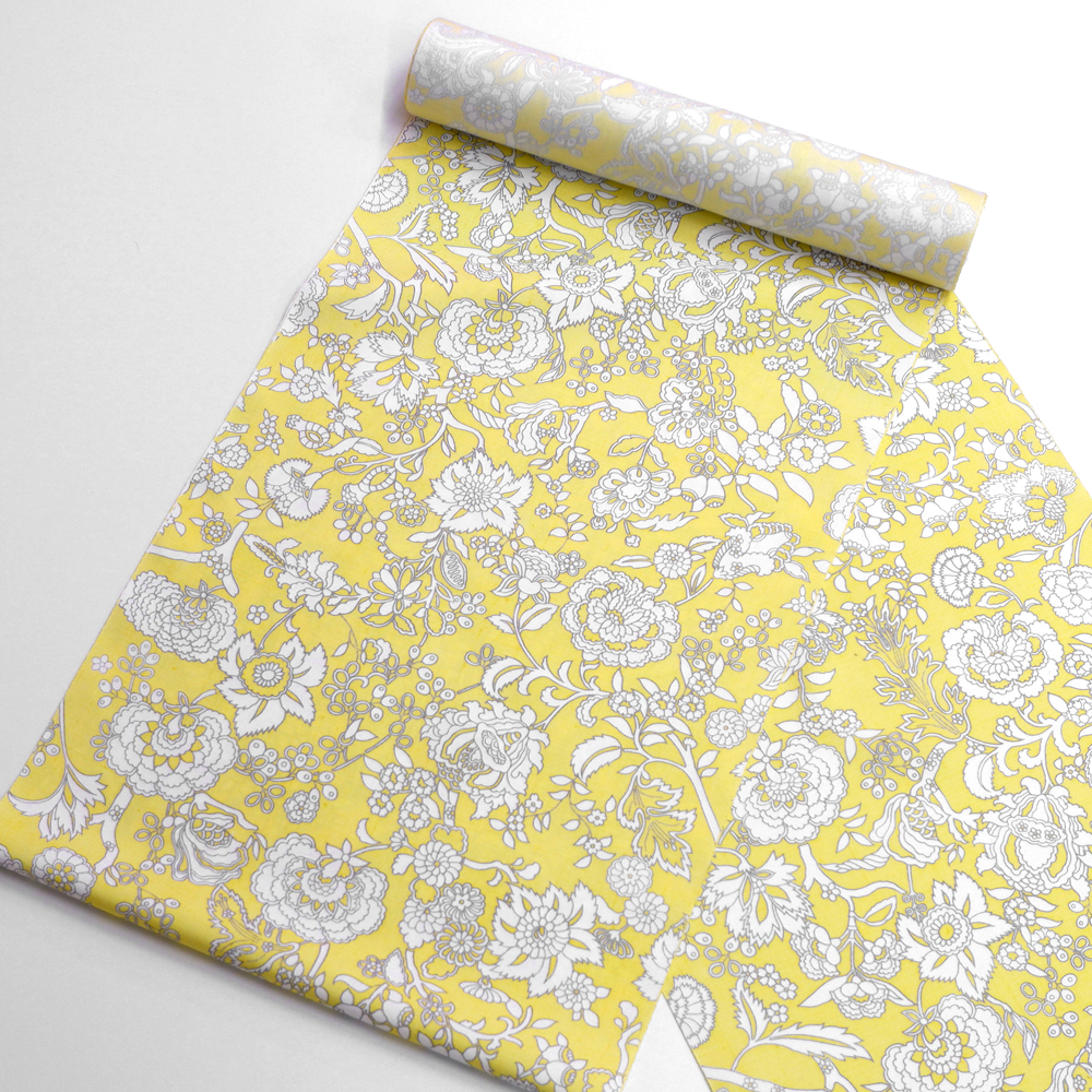 結城紬 型友禅着尺反【花々】 結城紬 型友禅着尺反【花々】