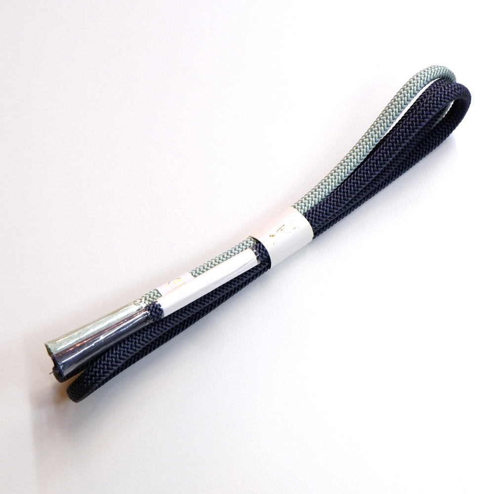 紐の渡敬謹製 正絹帯締め【薄緑×紺】 紐の渡敬謹製 正絹帯締め【薄緑×紺】