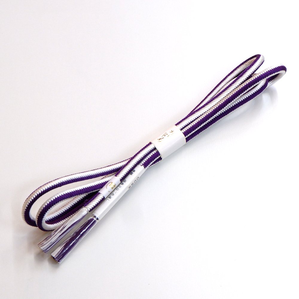 紐の渡敬謹製 正絹帯締め【白×紫】 紐の渡敬謹製 正絹帯締め【白×紫】