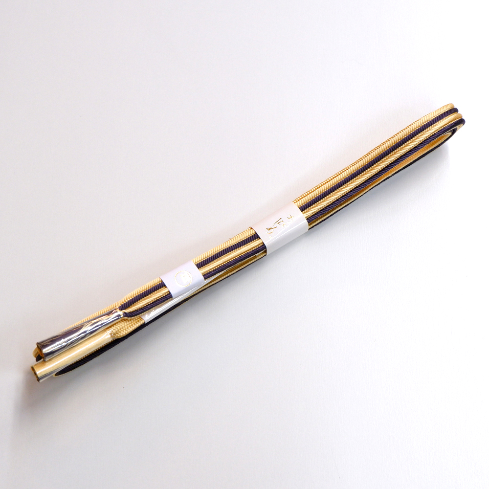 紐の渡敬謹製 正絹帯締め【薄黄×濃紫】 紐の渡敬謹製 正絹帯締め【薄黄×濃紫】