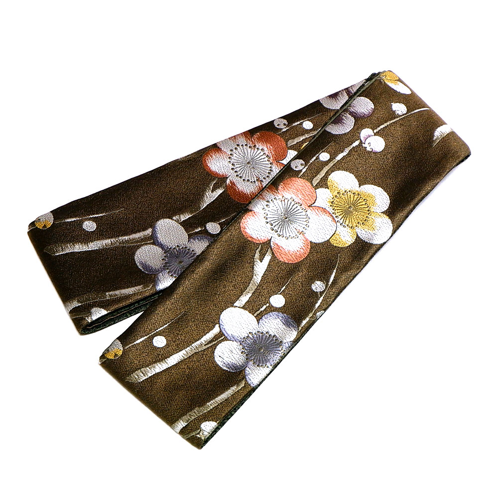正絹角帯【桜 茶】 正絹角帯【桜 茶】